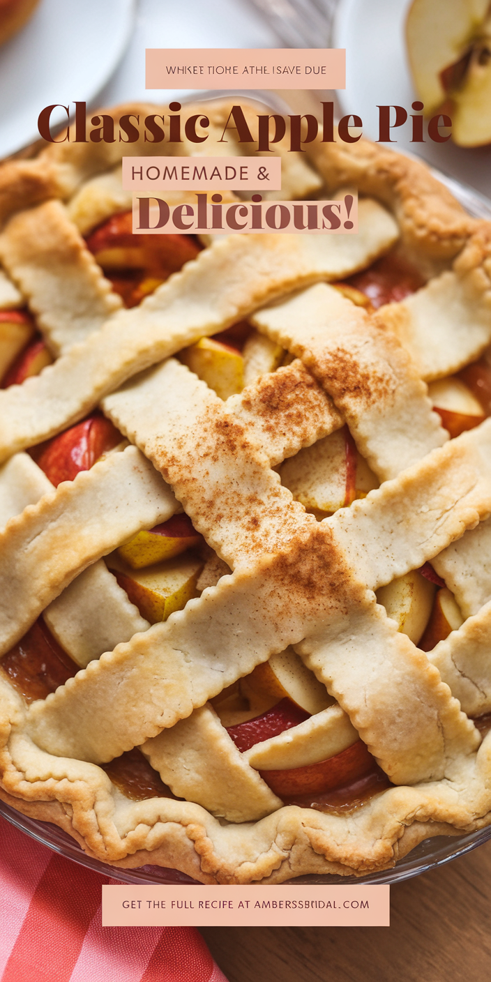 Rustic classic apple pie recipe baked to perfection, topped with a sprinkle of cinnamon sugar.