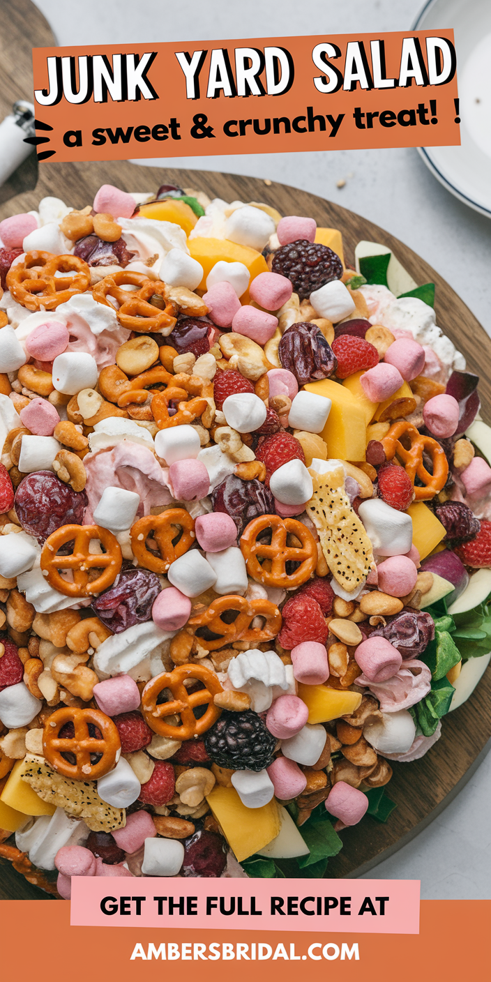 Homemade Junk Yard Salad featuring a variety of fresh veggies, hard-boiled eggs, and tangy vinaigrette.