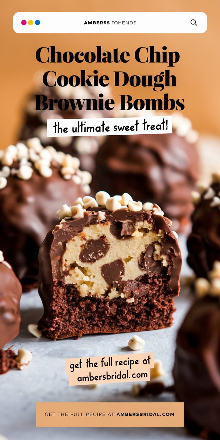 Homemade chocolate chip cookie dough brownie bombs arranged on a decorative platter, perfect for parties.