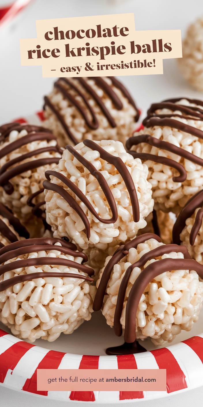 Delicious chocolate rice Krispie balls coated in melted chocolate and sprinkled with colorful sprinkles.