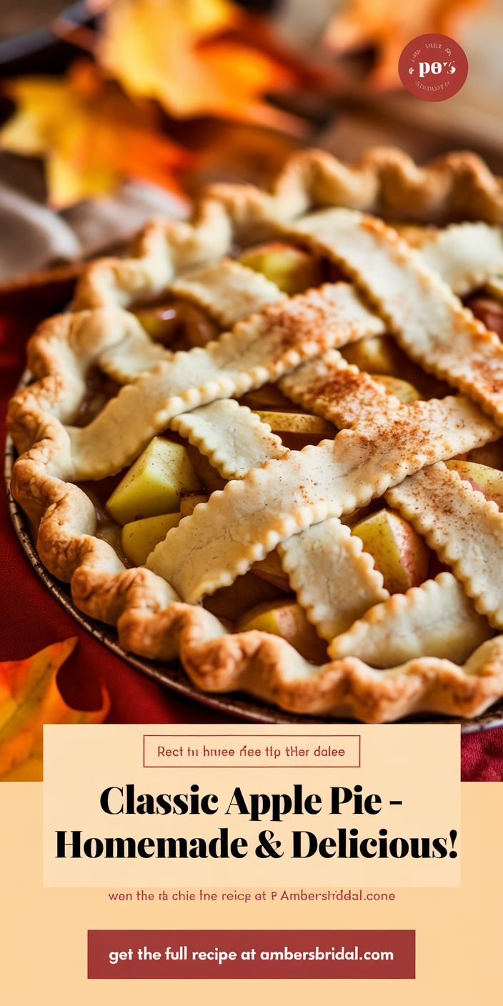 Close-up of a classic apple pie recipe showcasing perfectly sliced apples and a lattice crust