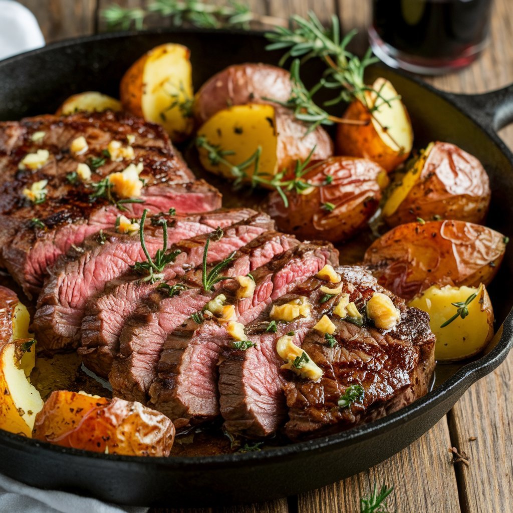 Delicious Garlic Butter Steak and Potatoes