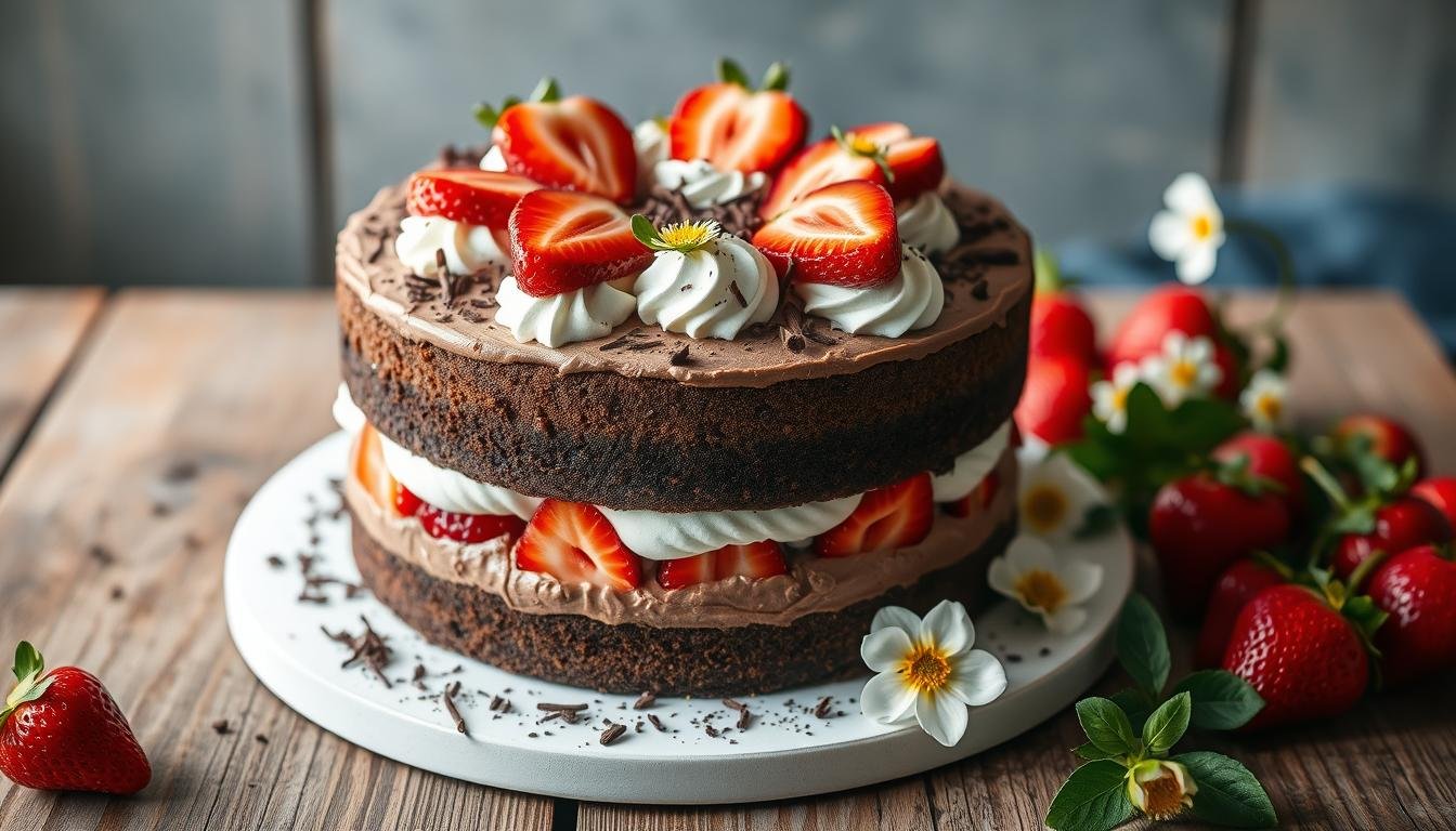 Chocolate Strawberry Mousse Cake