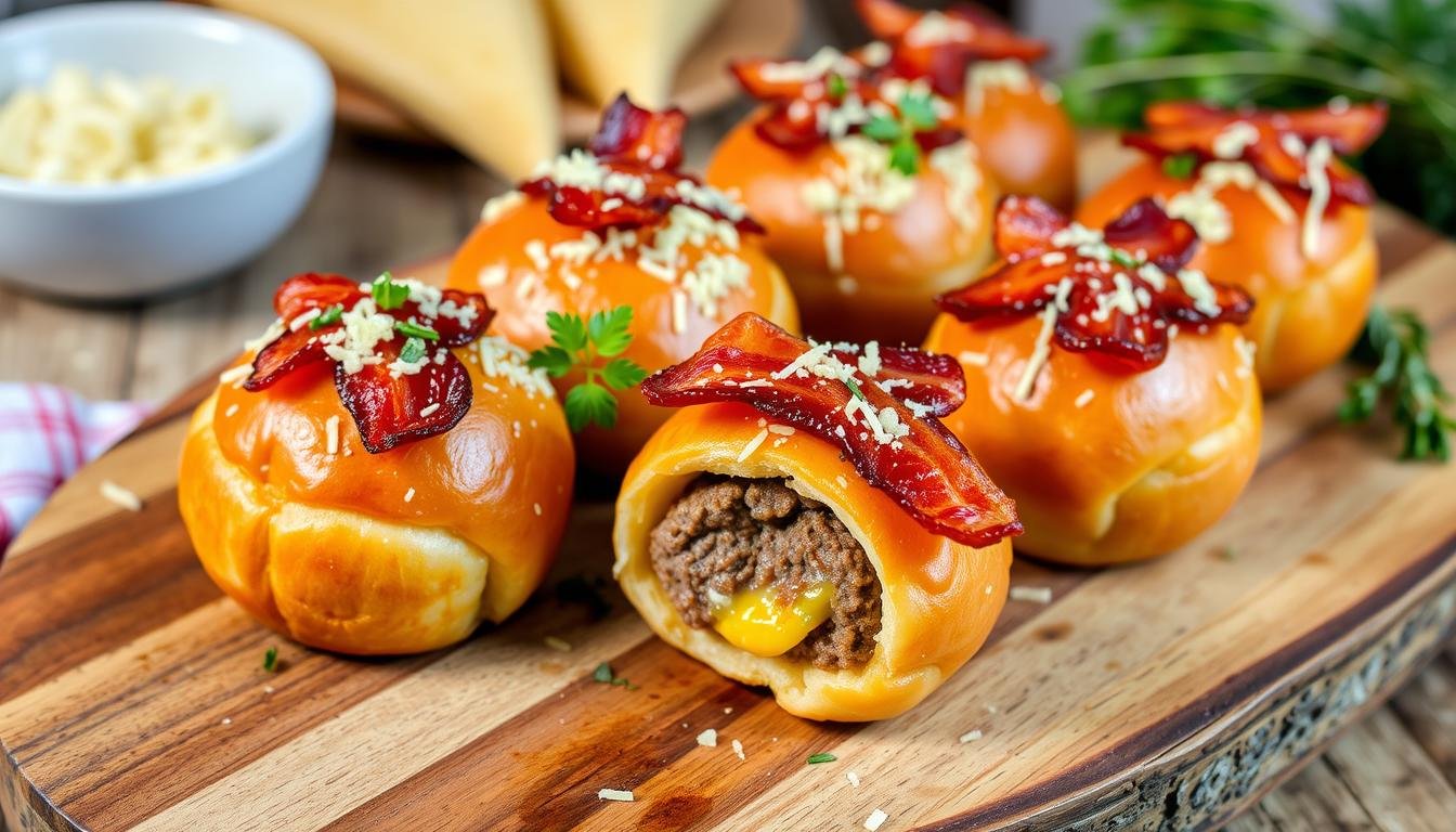 Garlic Parmesan Bacon Cheeseburger Bombs Recipe