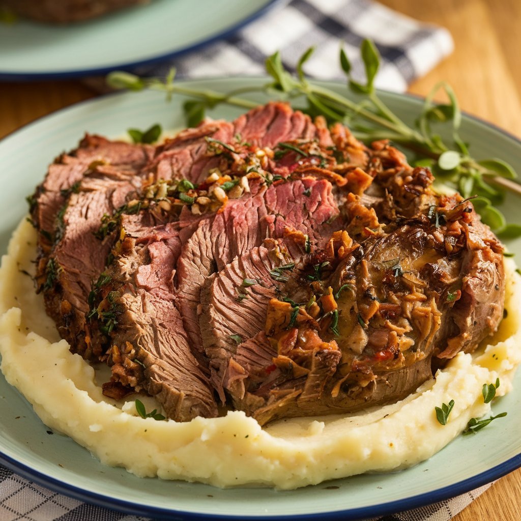 A Photo Of A Slow Cooker Garlic Herb Pot Roast On Km3m5xk3so Fhswxsidctw 2hwll2pett Olmkyexiexg