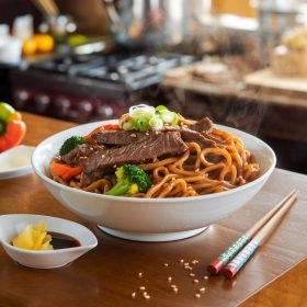 A Photo Of A Vibrant Bustling Kitchen With A Woode Vixqx90 Spmblti6mjn4pa 4uiwdldctmwjwx506jk2pq