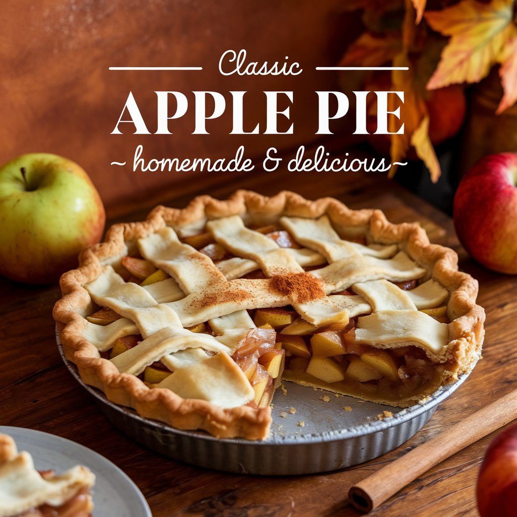 Beautifully decorated classic apple pie recipe with intricate lattice patterns and a golden-brown top