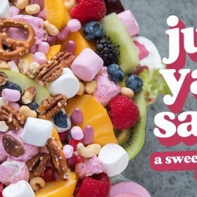 Vibrant Junk Yard Salad loaded with colorful vegetables, crispy bacon, and creamy dressing