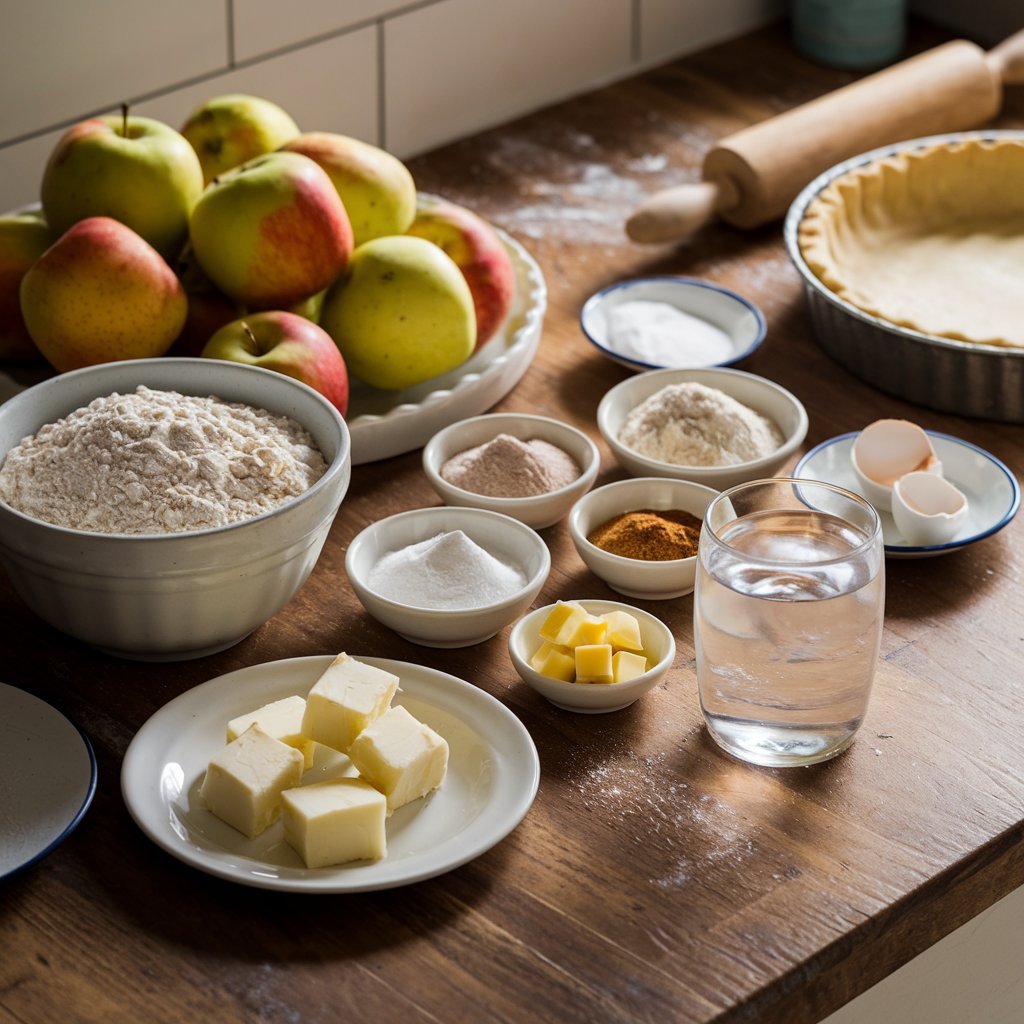 Slice of classic apple pie recipe revealing its moist apple filling and crispy crust.