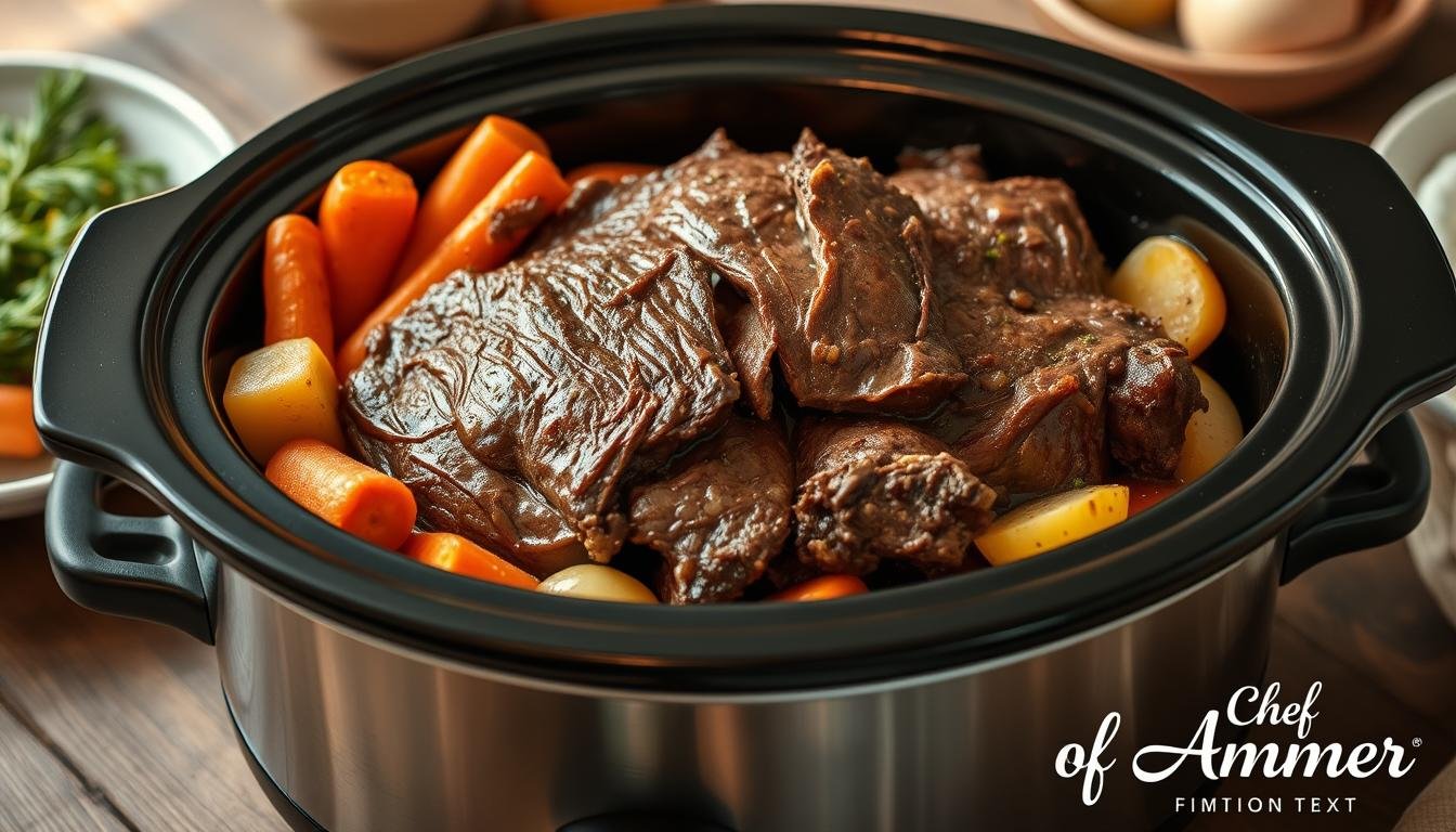 A visualize picture of crockpot pot roast recipe