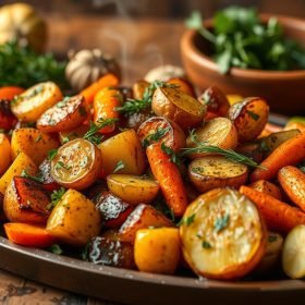 Garlic Herb Roasted Potatoes, Carrots, and Zucchini Recipe