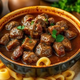 Crockpot Beef Tips and Noodles