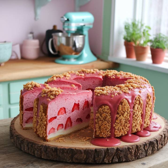 Irresistible Strawberry Crunch Pound Cake