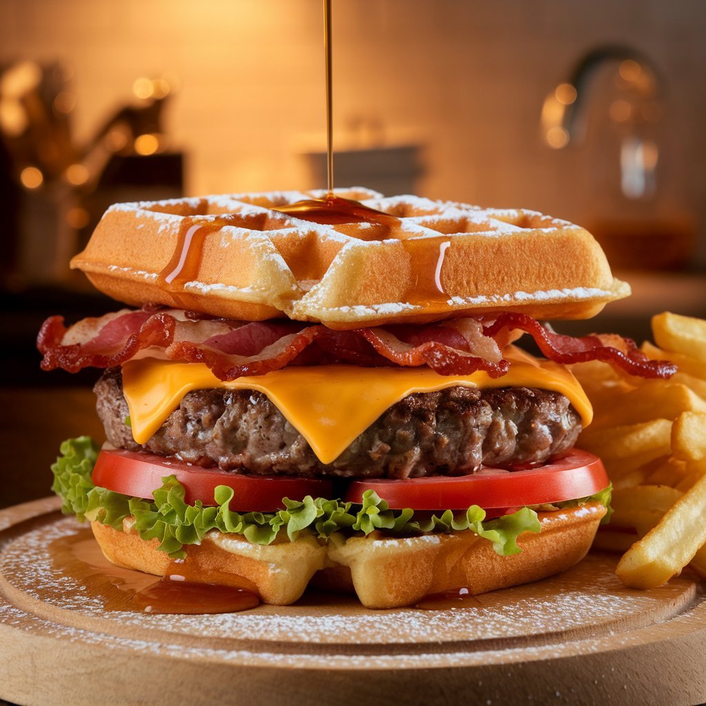 Maple Bacon Waffle Burger Recipe