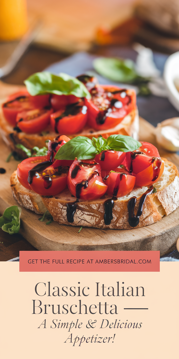 Savory classic Italian bruschetta recipe garnished with shaved Parmesan cheese and a sprinkle of sea salt