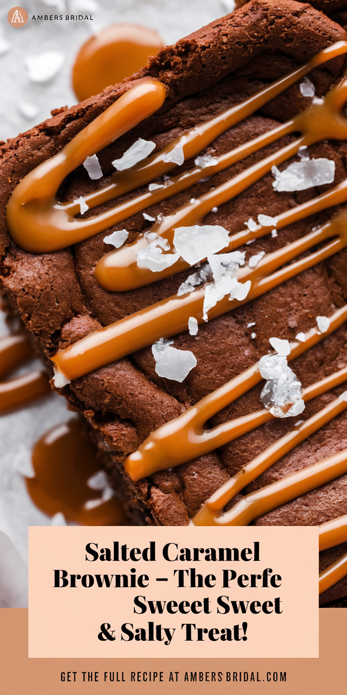 Delicious salted caramel brownie topped with caramel sauce and crushed pretzels for added crunch.