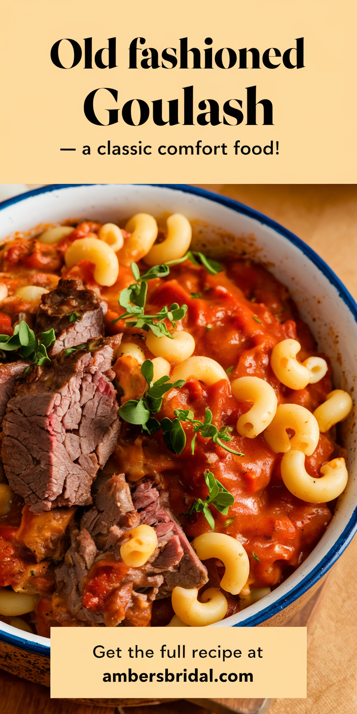 Rustic old fashioned goulash simmering in a cast-iron pot with colorful bell peppers and potatoes