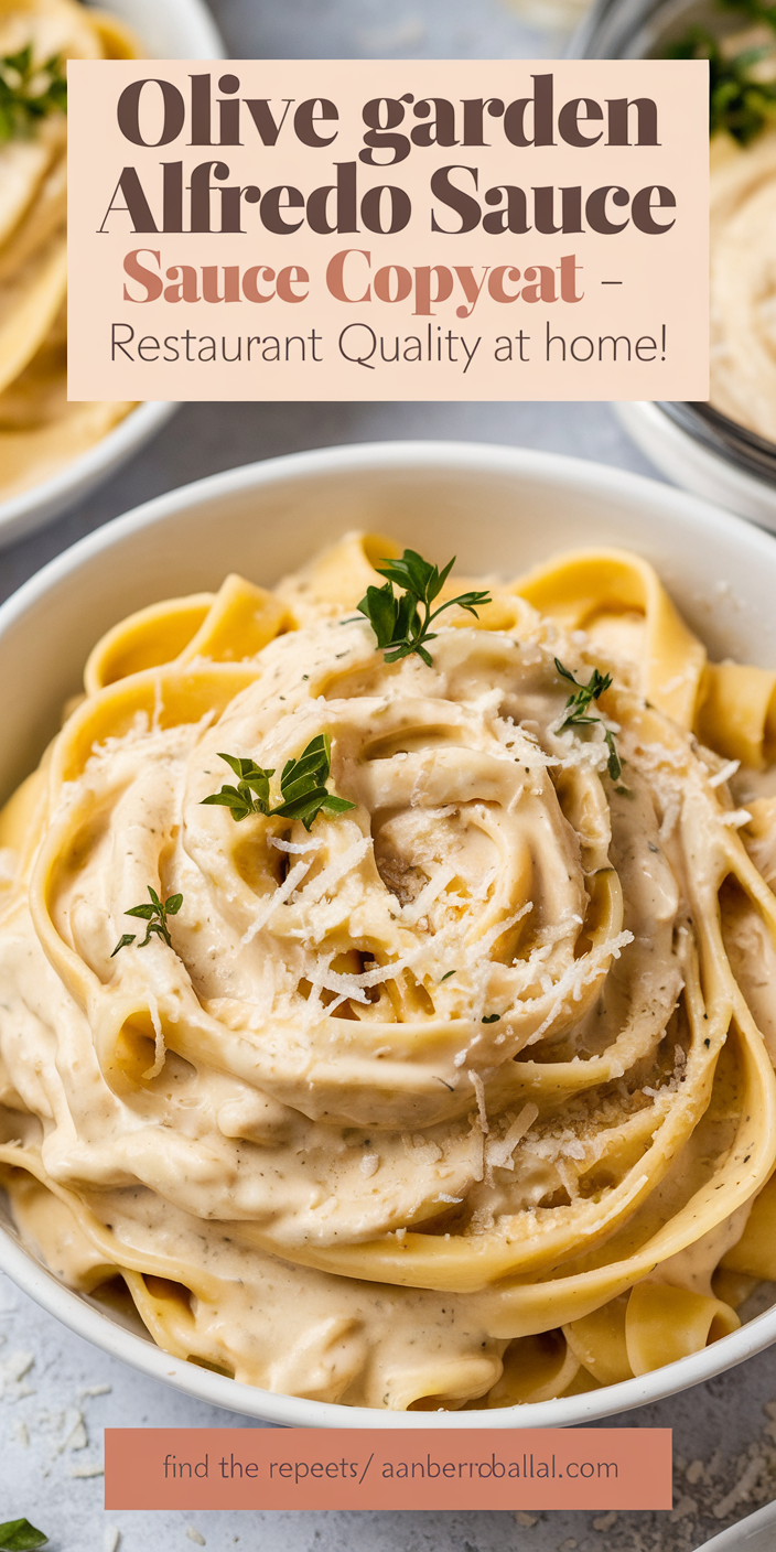 Delicious homemade Olive Garden Alfredo Sauce copycat poured generously over tender chicken breasts.