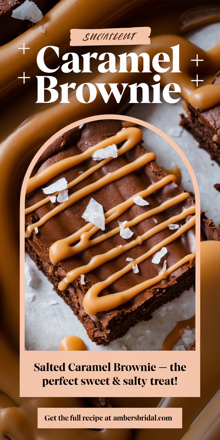 Close-up of a rich salted caramel brownie showcasing its fudgy center and caramel topping