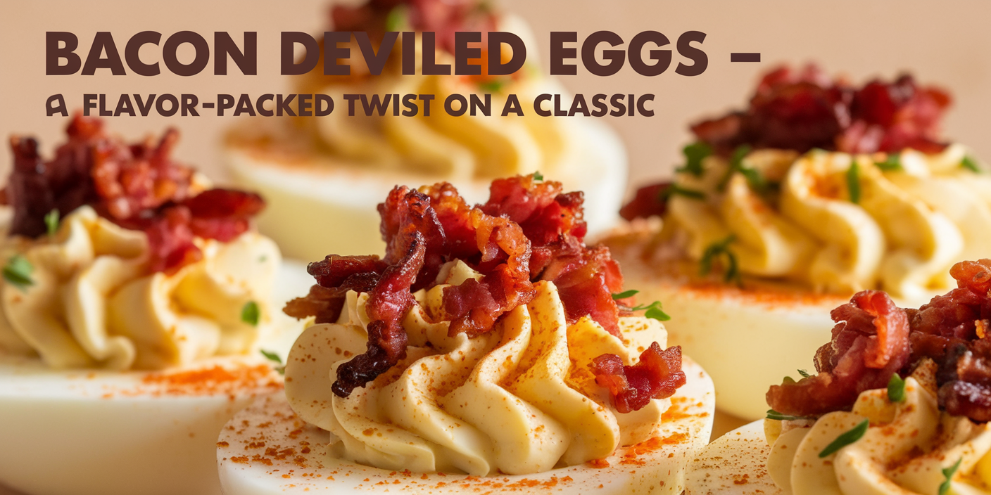 Classic bacon deviled eggs recipe featuring a smooth, tangy filling and crunchy bacon topping.