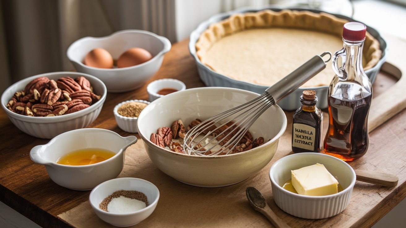 Individual servings of decadent pecan pie brownies topped with powdered sugar for extra sweetness.