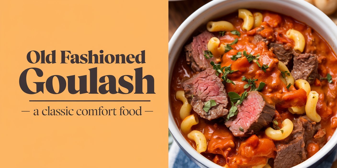 Classic old fashioned goulash featuring chunks of beef, carrots, and celery in a flavorful broth.