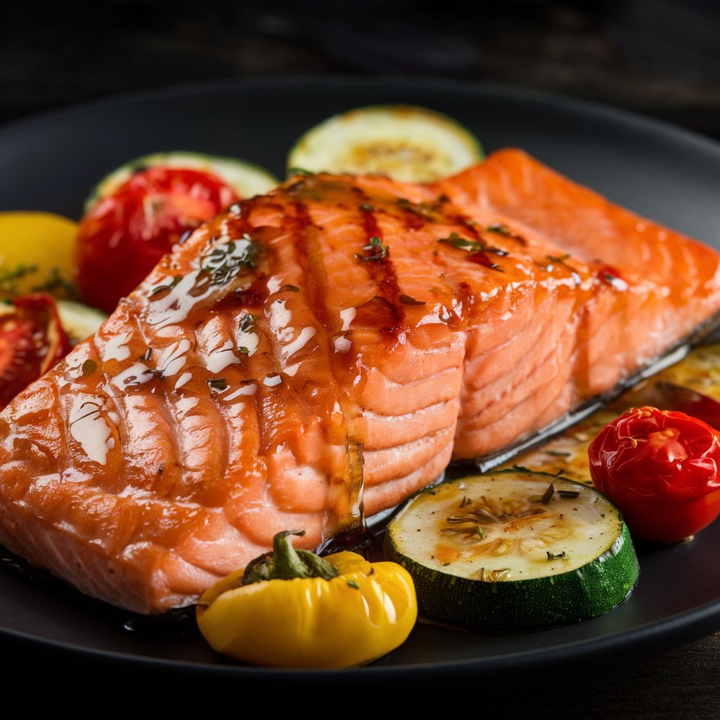 A Photo Of A Delectable Dish Of Salmon Glazed With Hdil11iqrzkg85yo7z0wnq 9udaodvysiuko5mbamf5oa