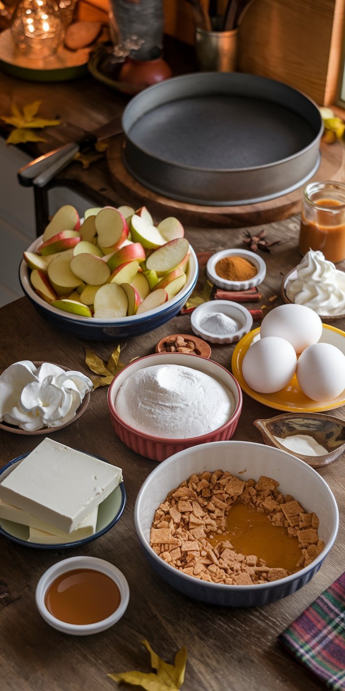 Individual caramel apple cheesecakes served in mason jars, perfect for parties