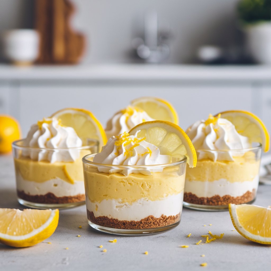 A Photo Of A Set Of Elegant No Bake Lemon Cheeseca Lqri8rmor3owfjf5eoy Q Cmilexx0shsscfez7fdzgw