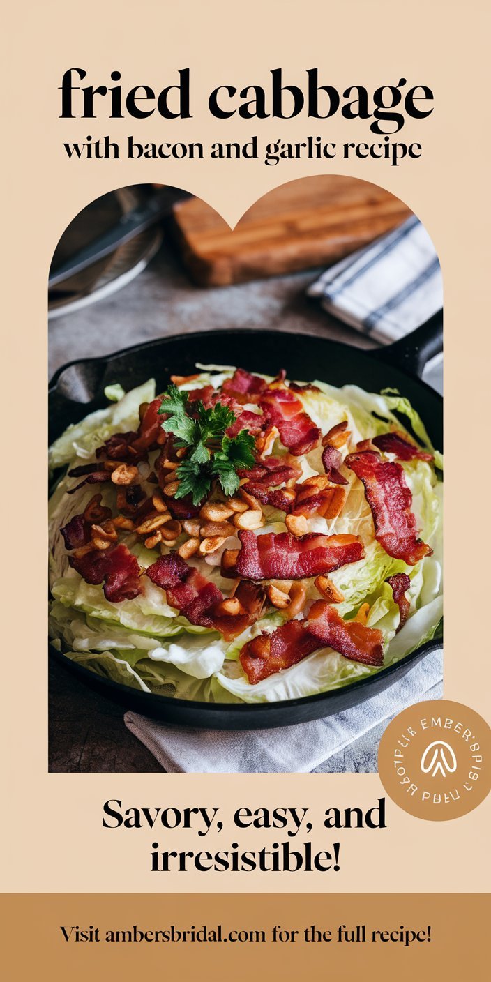 Flavorful fried cabbage with bacon and garlic recipe cooked with smoky bacon and aromatic garlic.