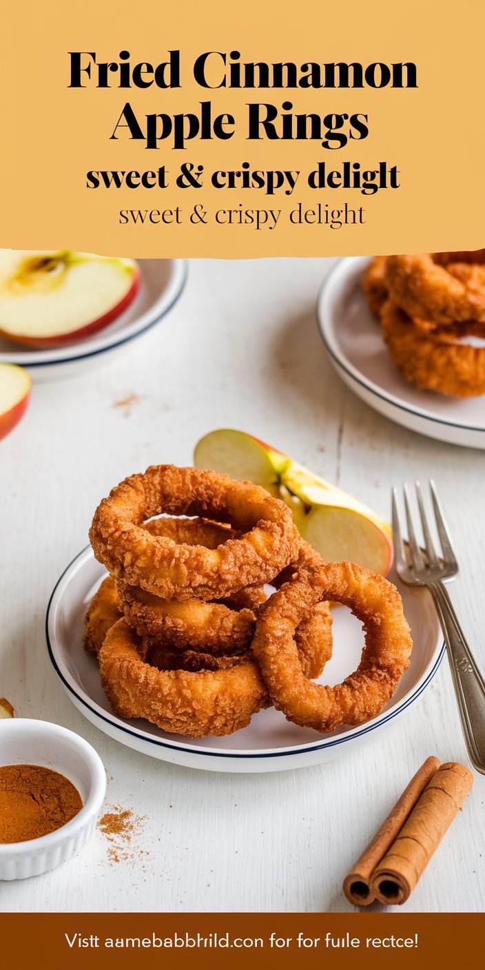 Rustic fried cinnamon apple rings served with a side of whipped cream and honey.