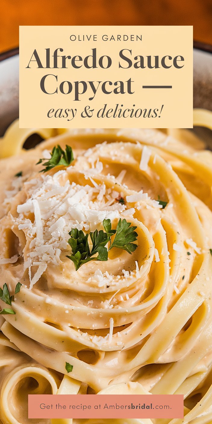 Creamy Olive Garden Alfredo Sauce copycat drizzled over steamed broccoli and linguine noodles.