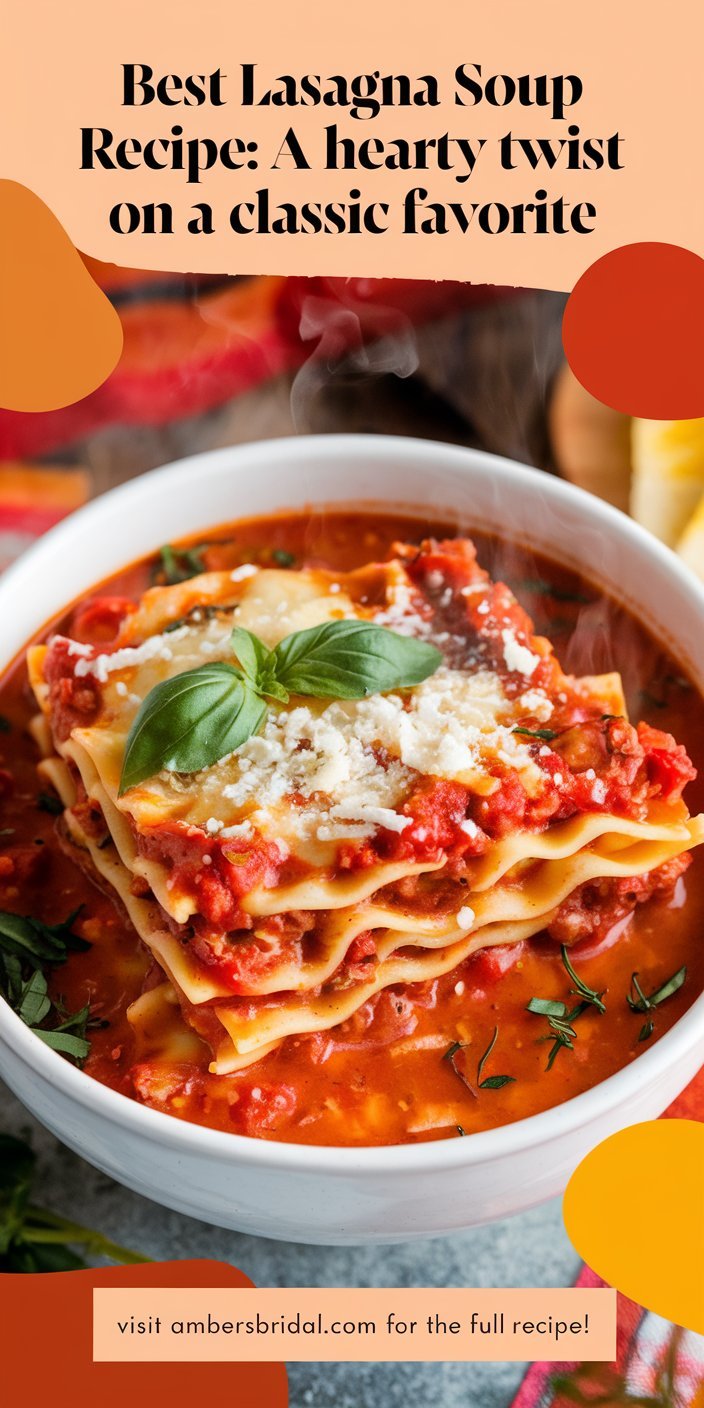 Delicious Best Lasagna Soup Recipe featuring tender lasagna noodles and savory meat sauce.