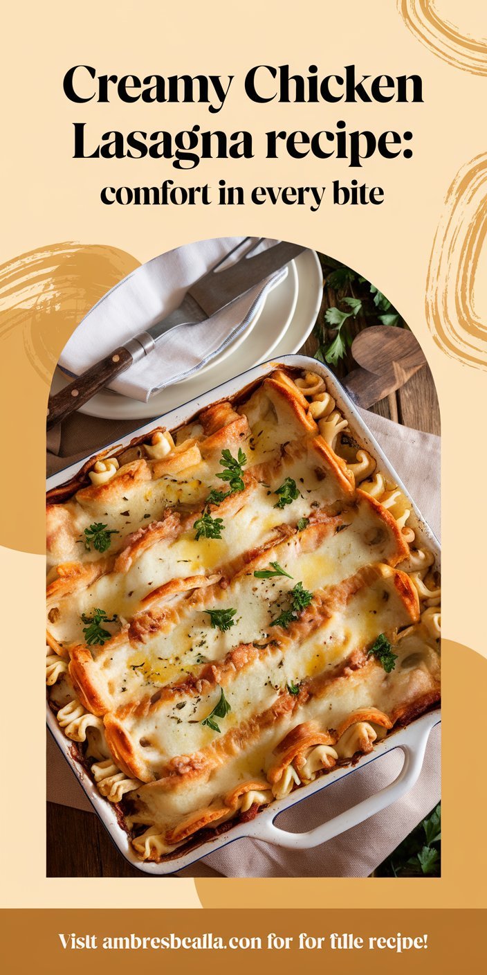 “Hearty creamy chicken lasagna slice revealing its creamy filling and tender chicken layers.”
