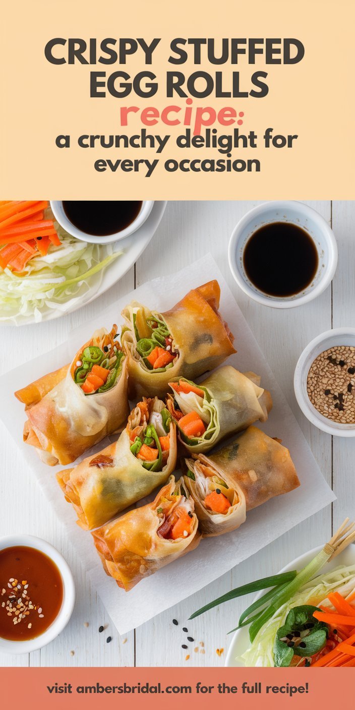 Freshly fried crispy stuffed egg rolls with a crunchy exterior and flavorful filling