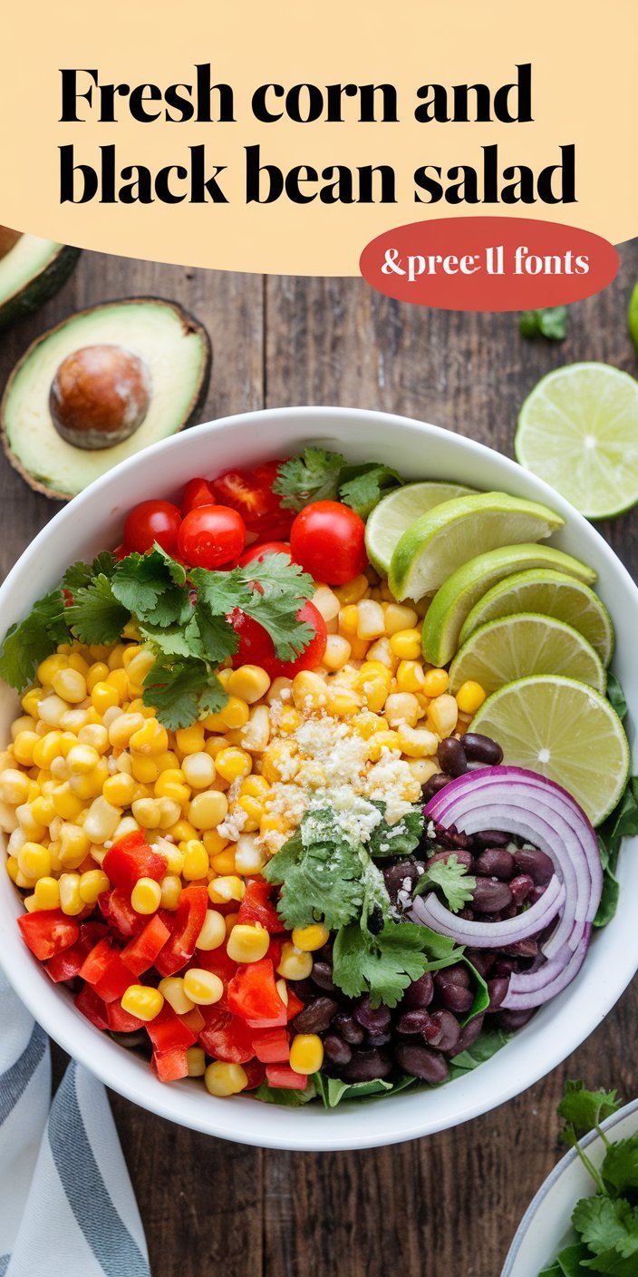 Vibrant corn and black bean salad, included in 12 Lazy Summer American Dinner Recipes: Effortless Meals for Sunny Evenings