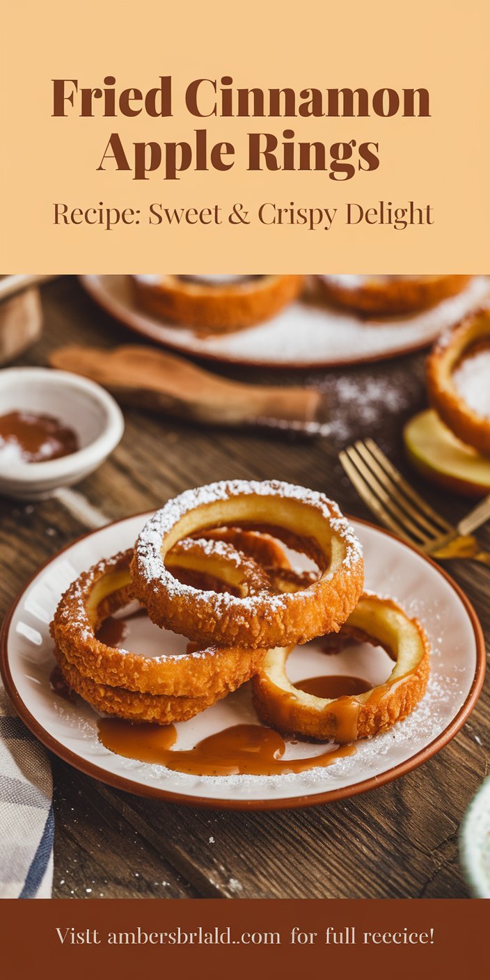 Fried cinnamon apple rings recipe showcasing their golden crust and soft apple center.