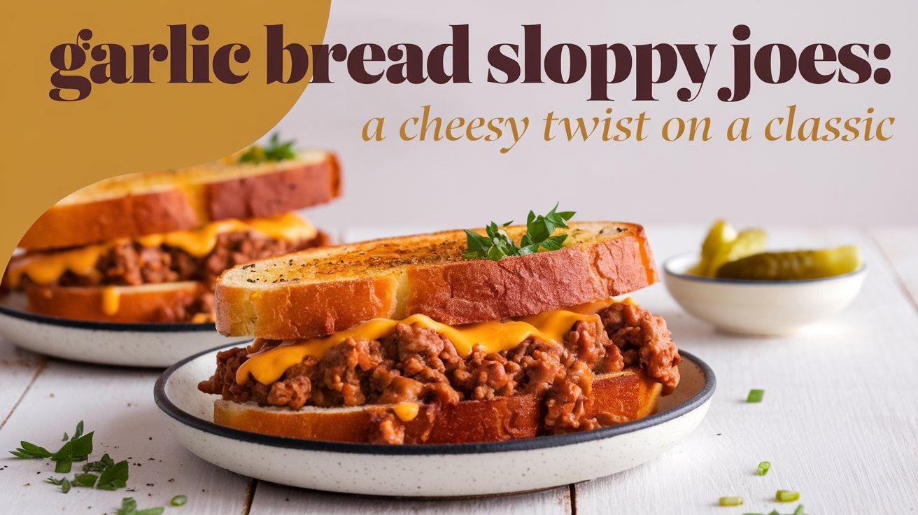 Cheesy garlic bread sloppy joes served on a cutting board with marinara dipping sauce.