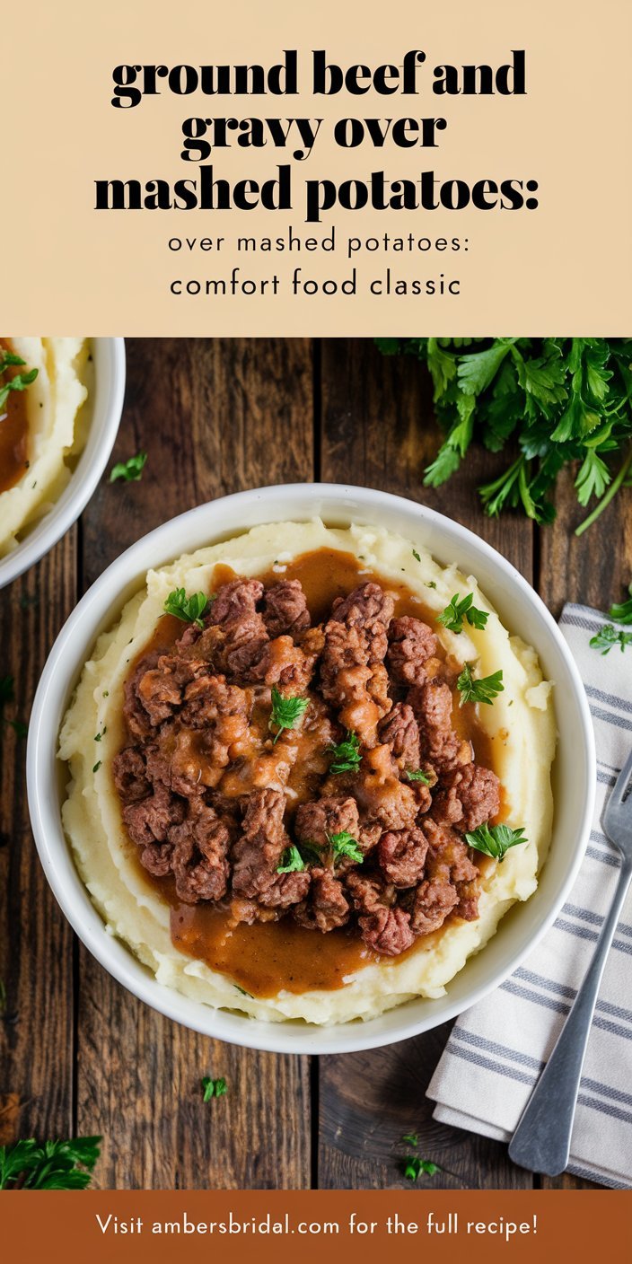 Spoonful of ground beef and gravy over mashed potatoes showcasing the perfect bite.