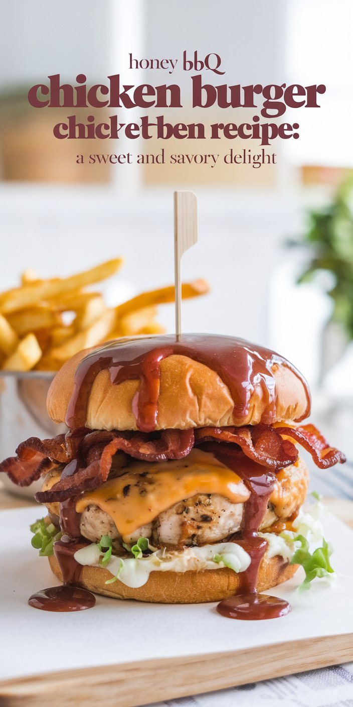Hearty honey BBQ bacon chicken burger paired with a refreshing glass of iced tea