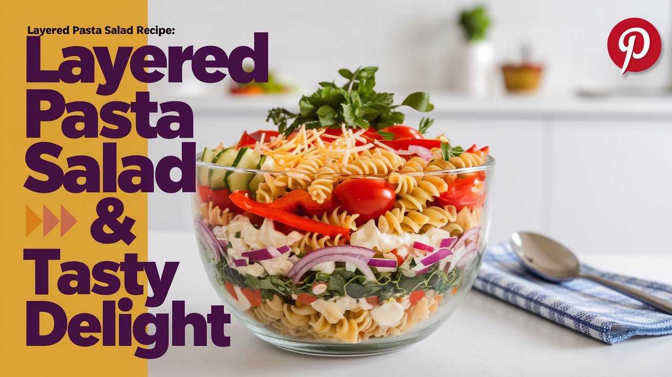 “Hearty layered pasta salad recipe with fresh greens, tender pasta, and savory toppings.”
