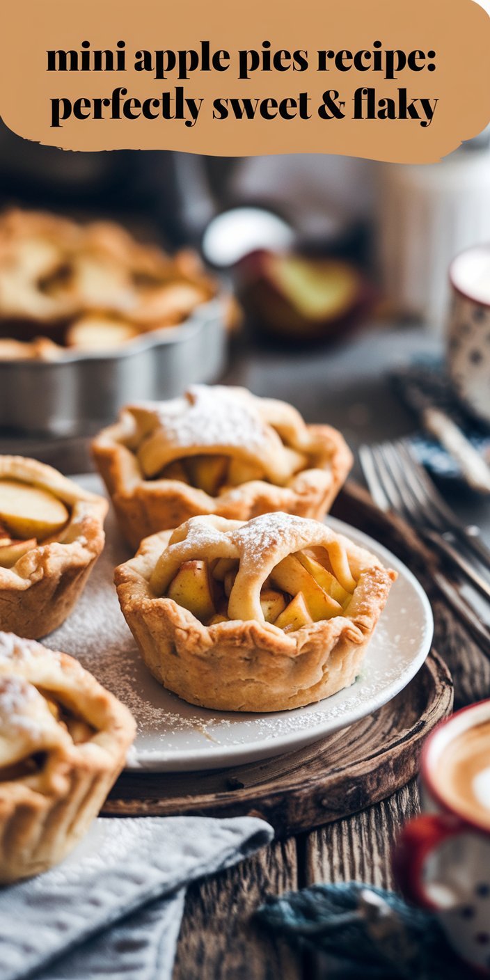 Festive mini apple pies recipe arranged on a holiday-themed dessert table.