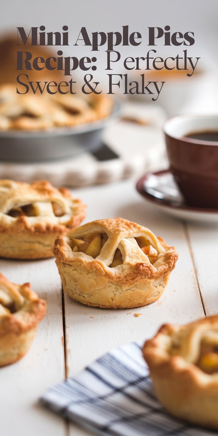 Mini apple pies recipe topped with a sprinkle of coarse sugar for extra crunch and sweetness.