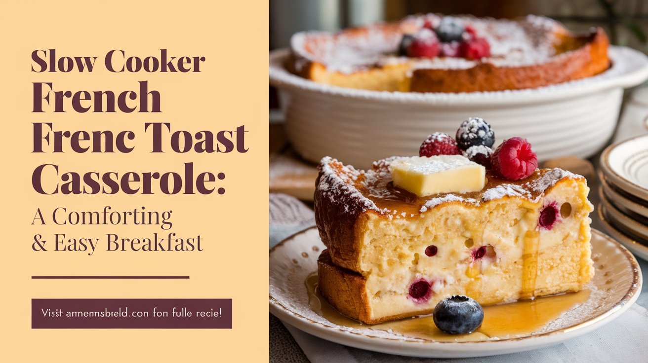 Classic slow cooker French toast casserole baked to perfection with a golden crust.