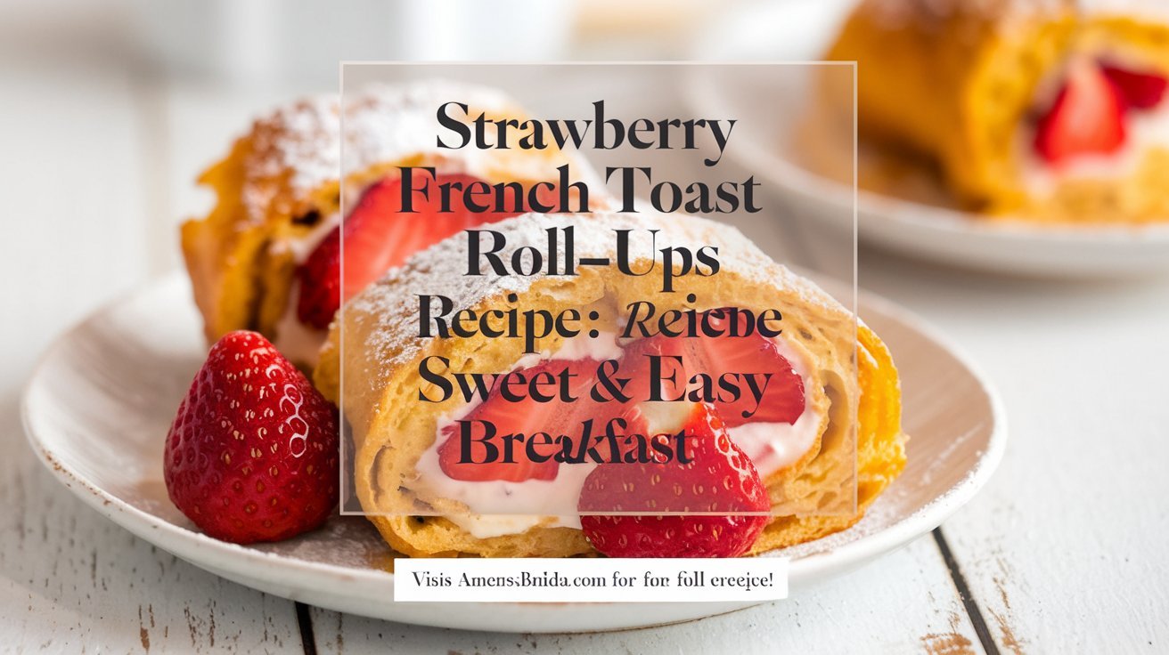 Crispy strawberry French toast roll-ups recipe served with a side of strawberry compote.