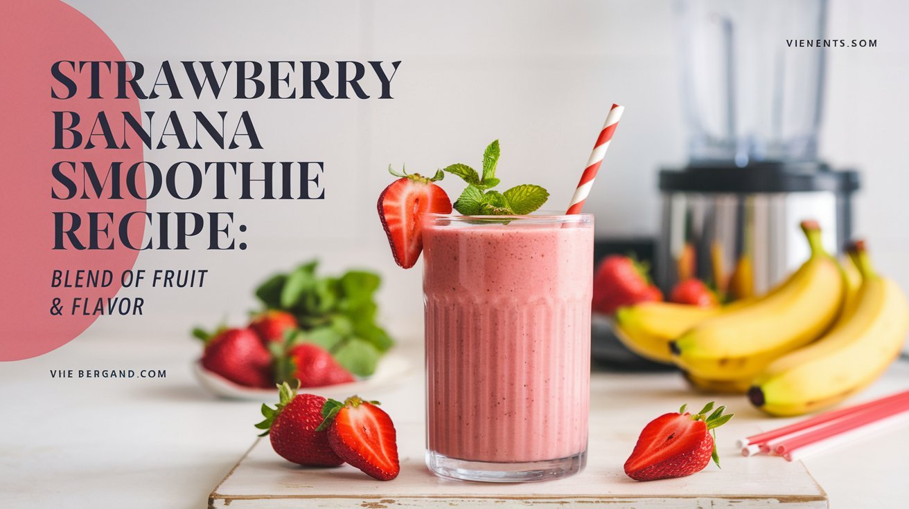 Bright and fruity strawberry banana smoothie perfect for a refreshing midday treat.