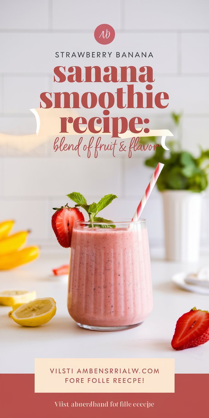 Healthy strawberry banana smoothie made with fresh fruit and yogurt for a nutritious breakfast.