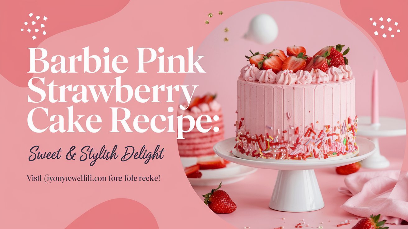 Mini Barbie pink strawberry cakes served with whipped cream and fresh strawberries.