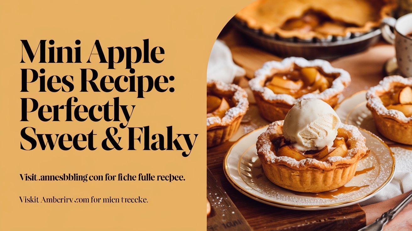 Close-up of bite-sized mini apple pies recipe showing their golden flaky crust.