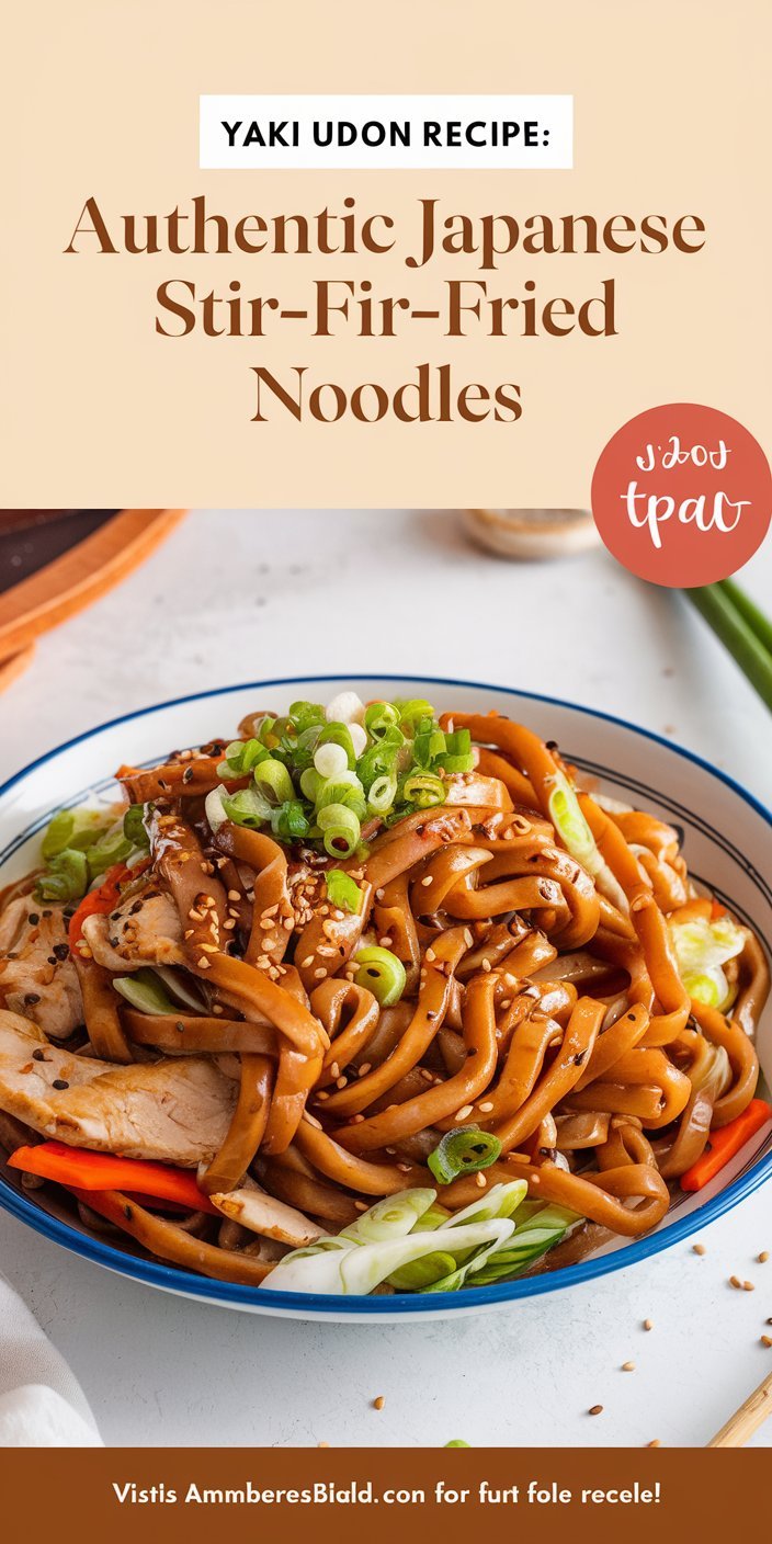 Quick and easy yaki udon recipe with a flavorful mix of chicken and bell peppers.